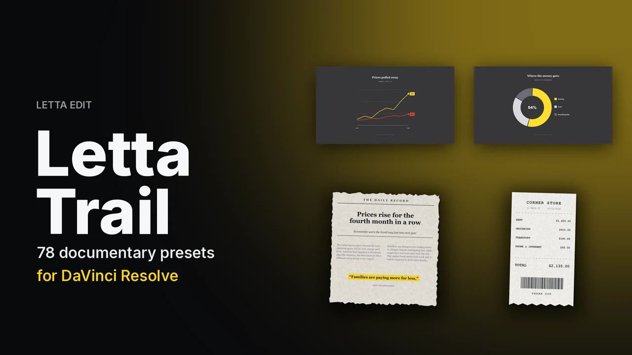 Letta Trail — DaVinci Resolve titles preset preview